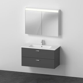 Duravit XBase Möbel-Set für das Badezimmer in Grau bestehend aus Möbelwaschtisch, Waschtischunterbau und Spiegelschrank B/T: 103 x 49 cm - Bild 1