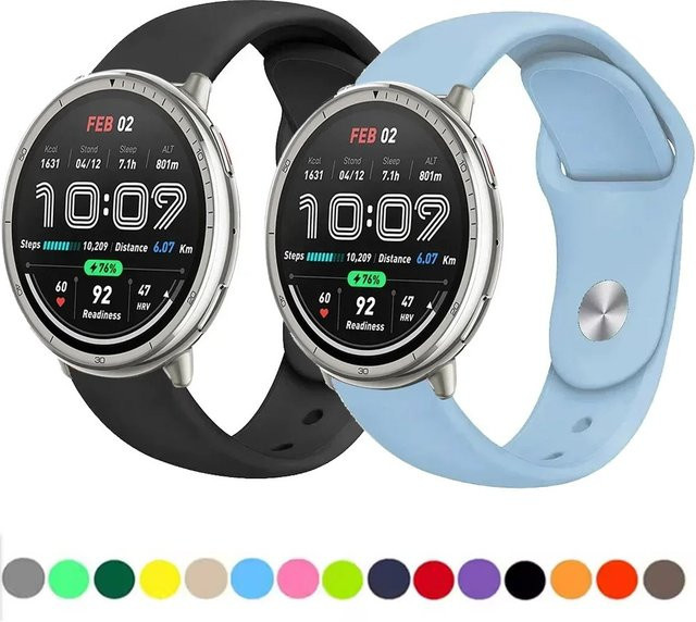 Amazfit Uhrenarmband Silikon, Schwarz, Unisex, 20mm 22mm - Bild 1