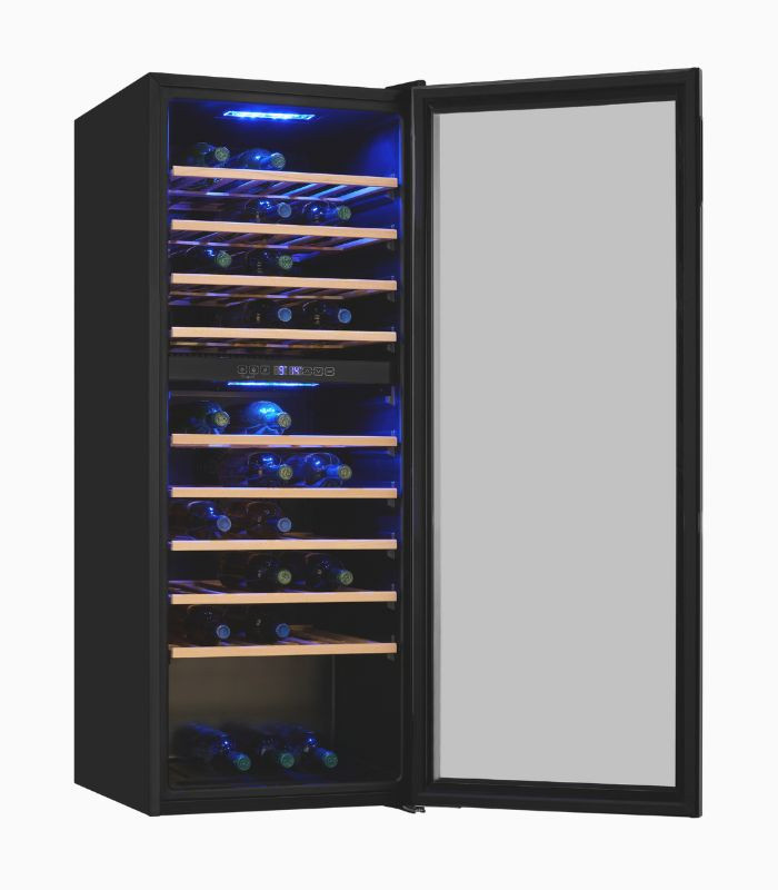 WS2-78-GTE-160G Zwei-Zonen-Glastürkühlschrank in Schwarz mit Dual Zone Cooling und LED-Innenbeleuchtung, H x B x T: 194,0 x 78,0 x 66,0 cm - Bild 1