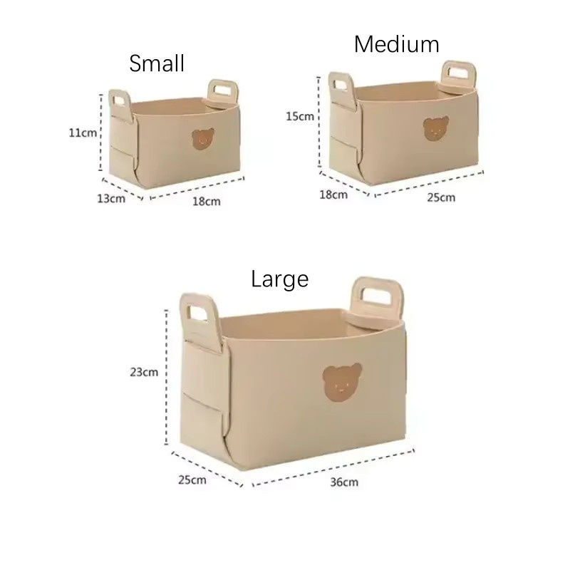 Trebalena Bär Filz Aufbewahrungskorb für Snacks und Spielzeug, Beige, S - Bild 4