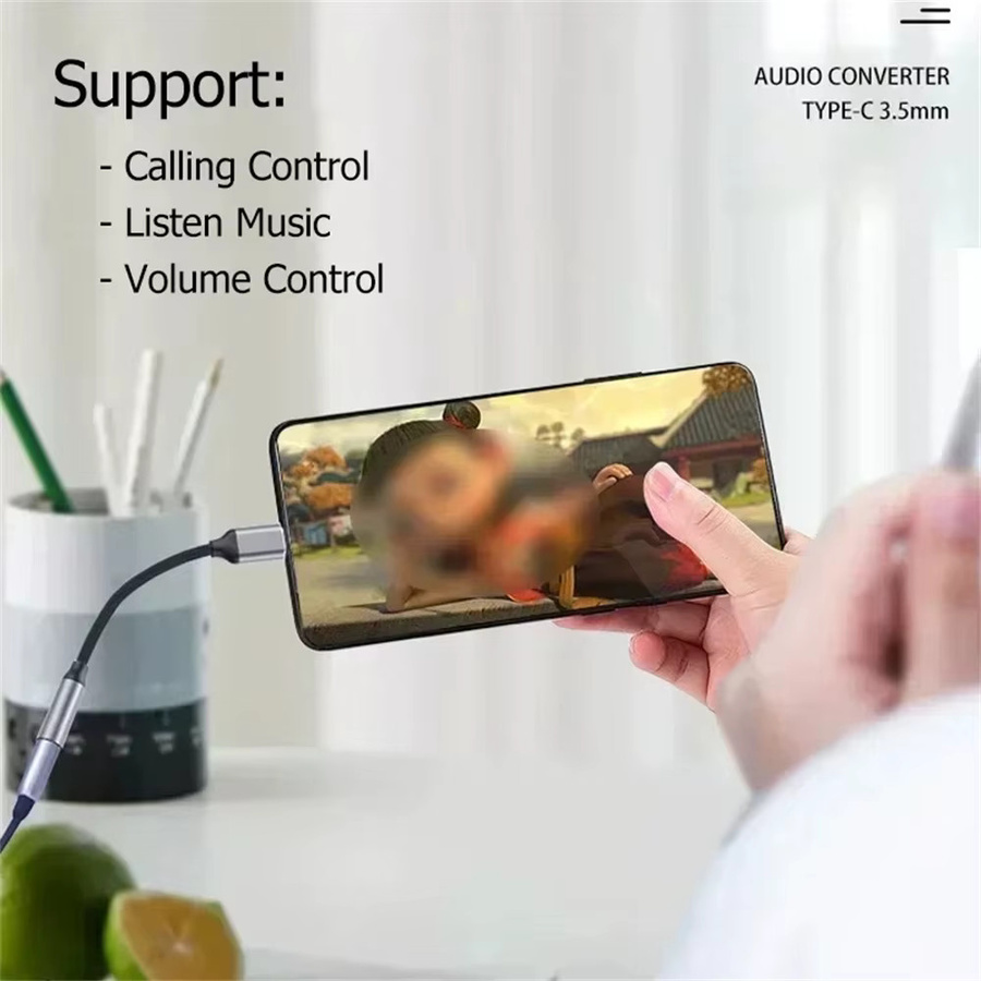 USB-C auf 3,5 mm Klinkenadapter Aux-Audiokabel in Grau für Samsung Galaxy, Huawei, Xiaomi, iPad Pro und iPhone - Bild 5