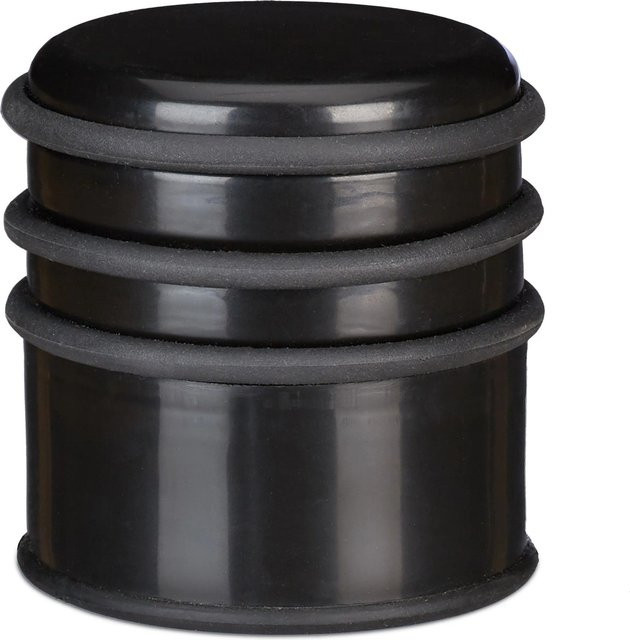 Relaxdays Türstopper aus Kunststoff und Gummi in Schwarz, rutschfest mit Gummiringen, B: 8 cm, T: 7 cm, H: 7 cm - Bild 1