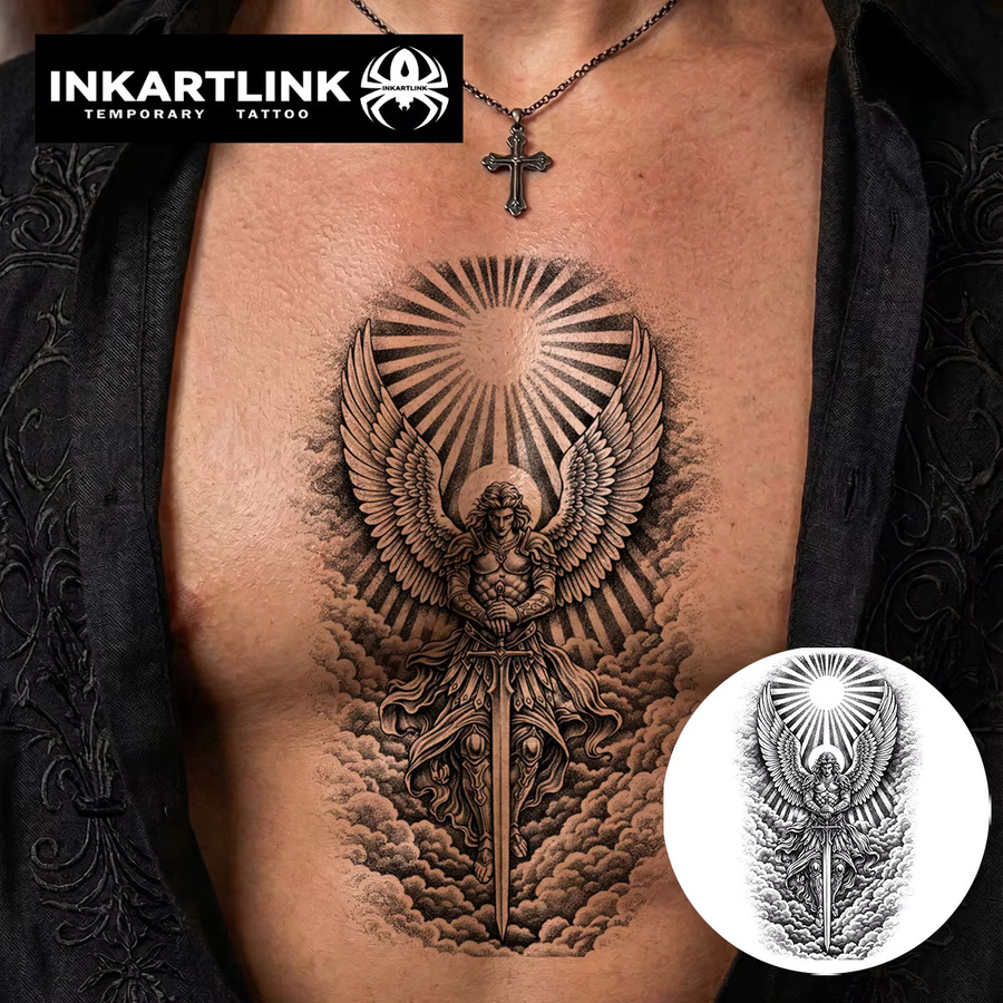 INKARTLINK Erzengel Michael Saft-Tattoo-Patch, wasserfest - Bild 2