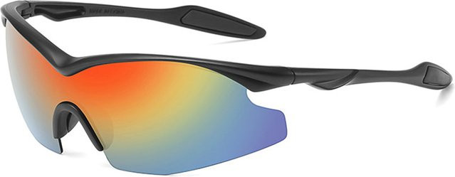 Techsuit 1806 Sportsonnenbrille, randlos, rectangular, Unisex, Schwarz Orange Gelb - Bild 1