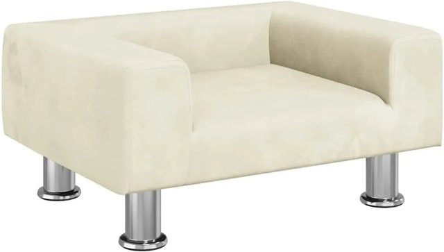 vidaXL Hundebett aus Samt in Creme mit Schaumstofffüllung B/T/H: 50 x 40 x 26,5 cm - Bild 1