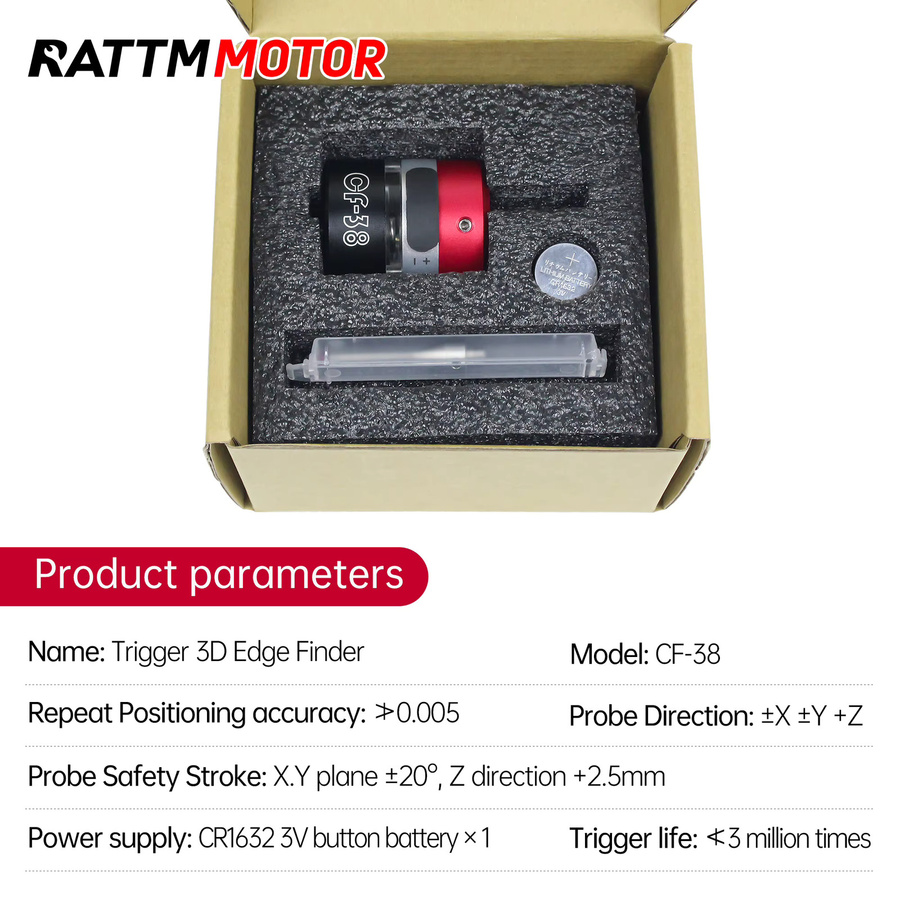 RATTMMOTOR CF-38 3D Trigger Kantentaster Touch Probe Sensor für CNC Fräsmaschinen und Drei-Koordinaten Zentrierstange in Pink - Bild 3