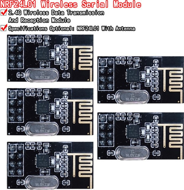5 Stück nRF24L01 Drahtloses 2,4 GHz Datenübertragungsmodul Upgrade-Version von Si Tai&SH in Schwarz - Bild 1
