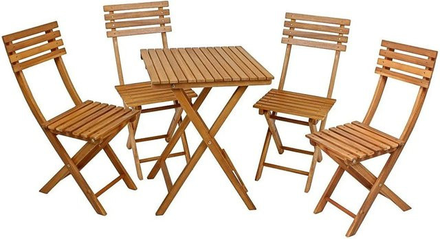 DELUKE Balkon-Set Alameda aus Akazie Mangium-Holz in Natur Braun - Bild 1