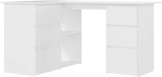 vidaXL Eckschreibtisch in Weiß aus Holzwerkstoff für Büro und Arbeitszimmer B/T/H: 145 x 100 x 76 cm - Bild 1