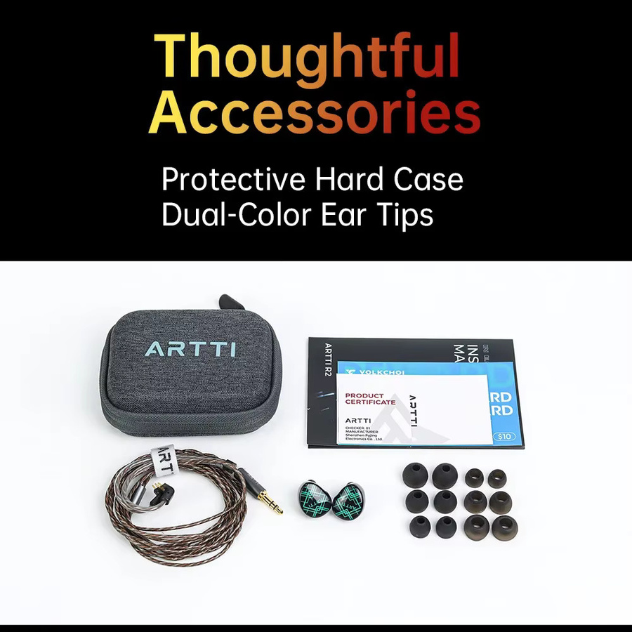 ARTTI R2 HiFi In-Ear-Kopfhörer mit 10-mm-Dynamik-Treiber, OFC+SPC-Hybridkabel und passiver Geräuschunterdrückung, Schwarz/Grün - Bild 4