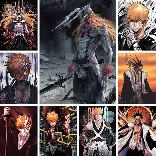 Potdemiel DIY Diamantmalerei Bleach Kurosaki Ichigo Zaraki Kenpachi Poster als Handstickerei für deine Wanddekoration, Mehrfarbig, Breite: 30 cm, Höhe: 20 cm - Bild 1