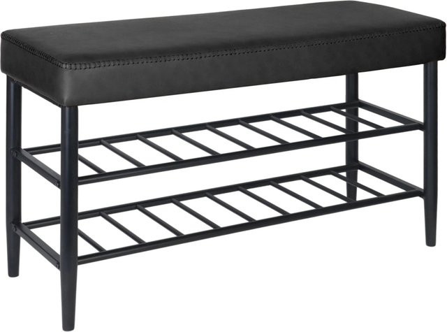 Relaxdays Schuhbank im Mid-Century-Modern Stil aus Eisen und Kunstleder in Schwarz, B/H/T: 80 x 50 x 30 cm - Bild 1