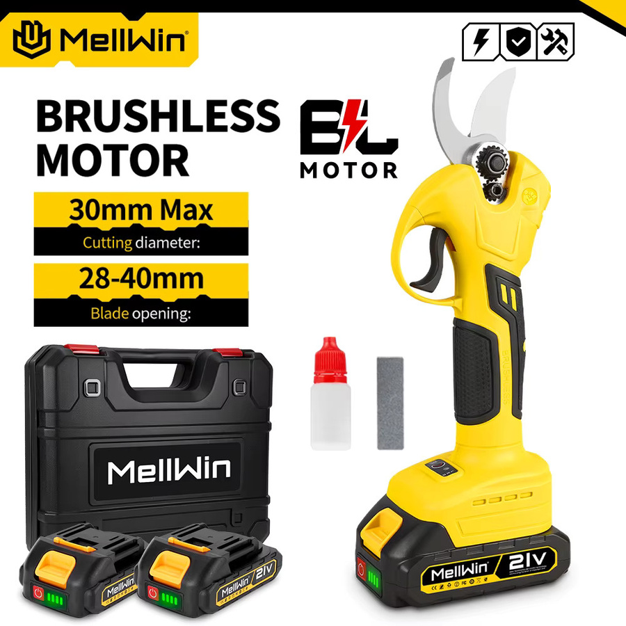 MELLWIN Bürstenlose elektrische Gartenschere mit 2-Gang-Funktion in Gelb, kompatibel mit Makita 18V Akku, 30mm Schnittkapazität - Bild 6