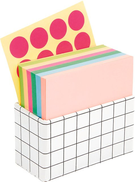 Rico Design Paper Poetry Notizzettel-Box aus Papier in Pink, Türkis und Gelb - Bild 1