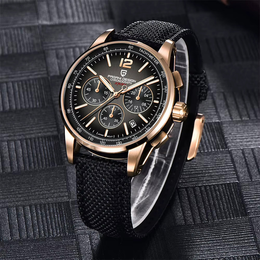 PAGANI DESIGN Armbanduhr Chronograph, Quarz, Edelstahl, Blau, 41 mm, Herren - Bild 2