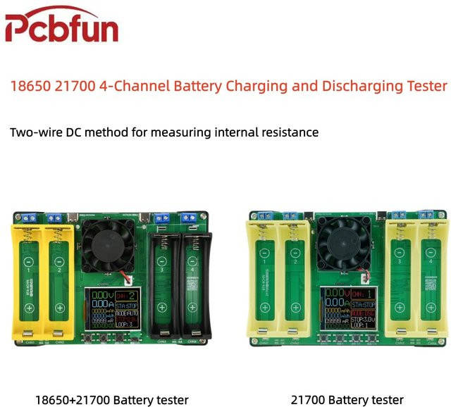 Gaqqee 4-Kanal-Batterieladegerät und -Tester für 18650/21700 mit 1,77-Zoll-Farbbildschirm, Innenwiderstandstester und Typ-C-Schnittstelle - Bild 1