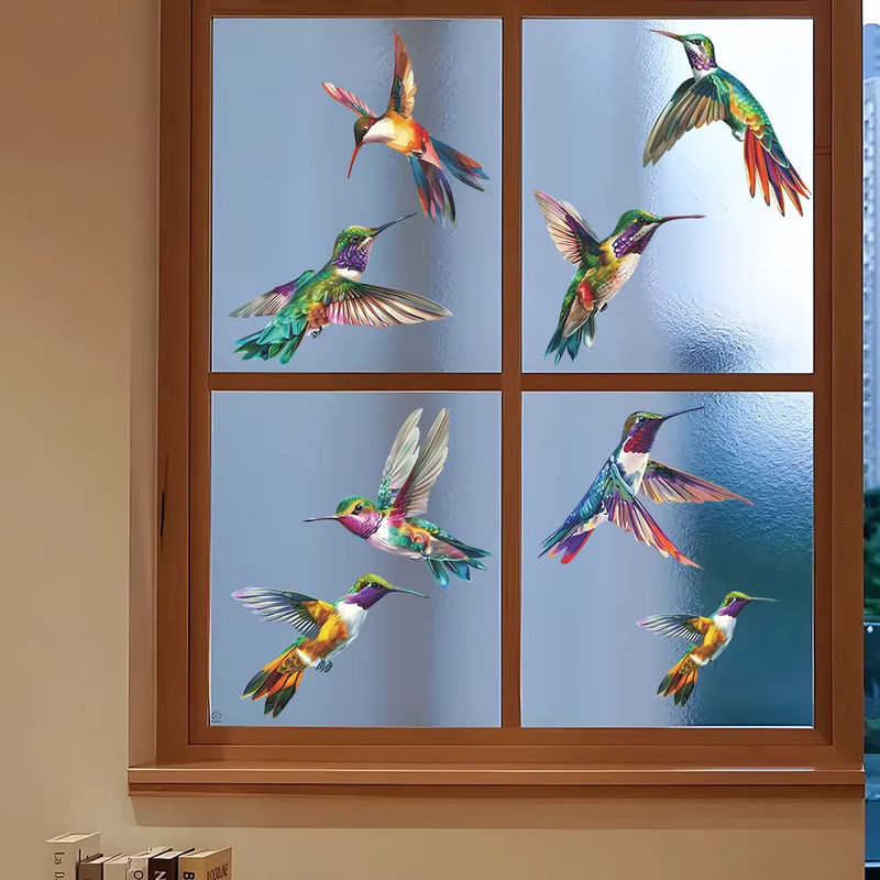 Bunter Kolibri Glasfenster Aufkleber mit Landschaftsmotiv als dekorativer UV-beständiger Fenstersticker für dein Zuhause, mehrfarbig - Bild 3