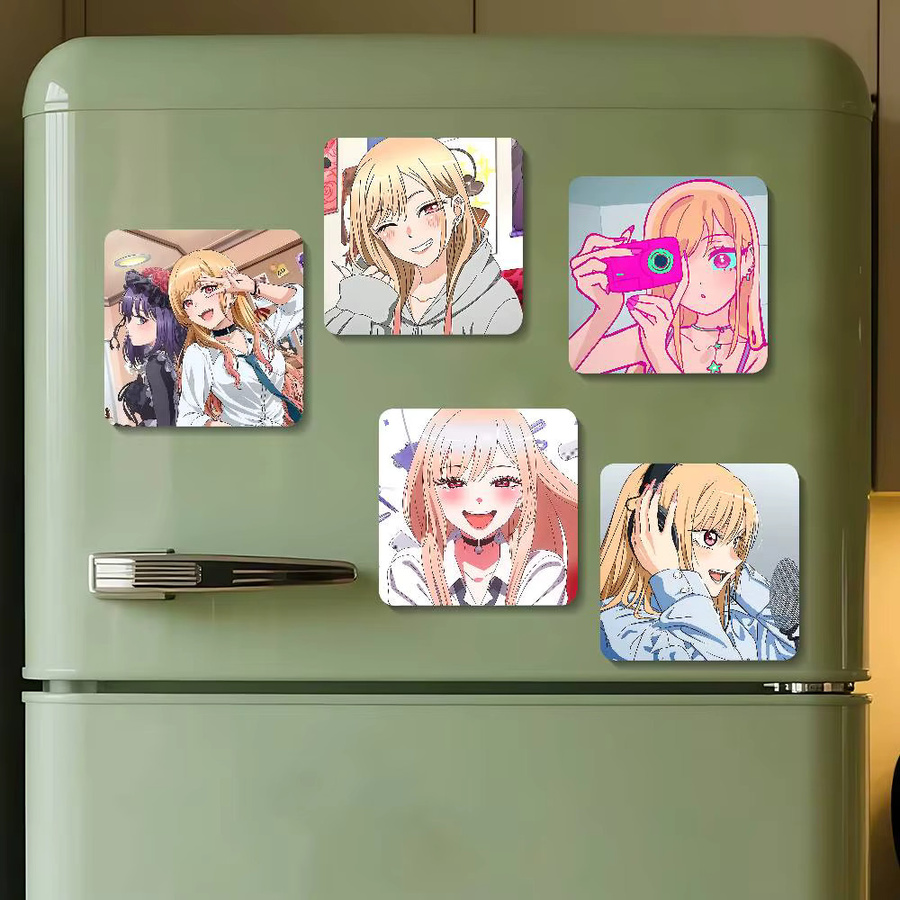 Anime My Dress Up Darling Kühlschrankmagnet, kreativer magnetischer Aufkleber in Multicolour, quadratisch - Bild 3