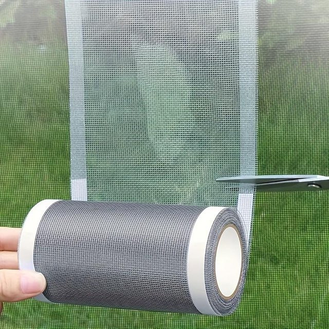 SZwatch Wasserdichte Reparaturrolle für Fliegengitter, Selbstklebendes Moskitonetz-Reparaturset für Fenster und Türen, Reißfeste Klebefolie in Grau - Bild 1