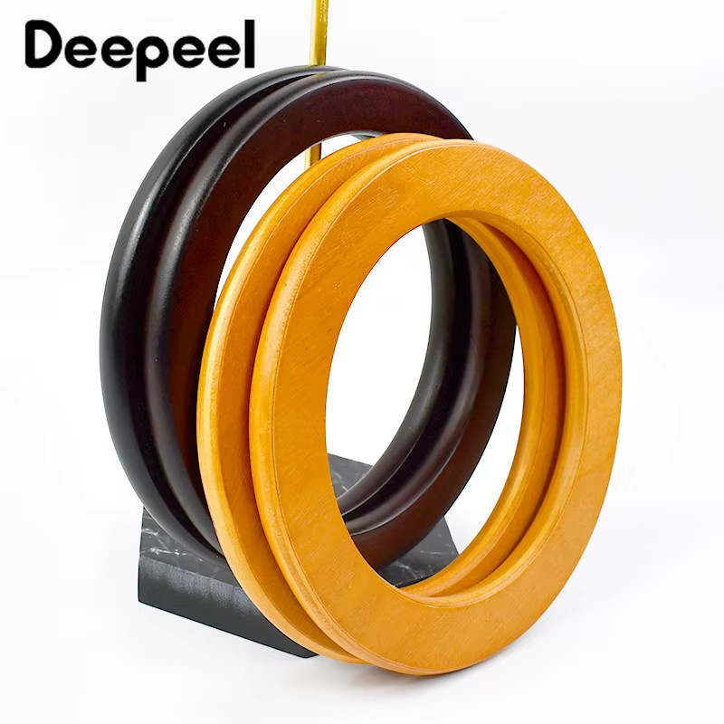 Deepeel Set aus 2 Stück natürlichen Holz-Taschengriffen mit O-Ring Rahmen als DIY Ersatzzubehör für Handtaschen und Geldbörsen - Bild 4