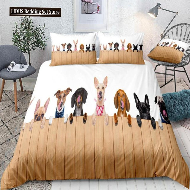 Binchi Fitness Hunde Bettwäsche Set aus Mikrofaser mit Tier-Motiv in Weiß, B/H: 140 x 210 cm - Bild 1