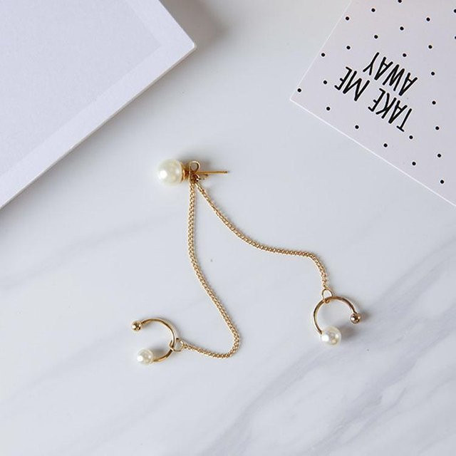 Allbestart Ohrstecker, Perle, Quastenkette, grau, Damen - Bild 1