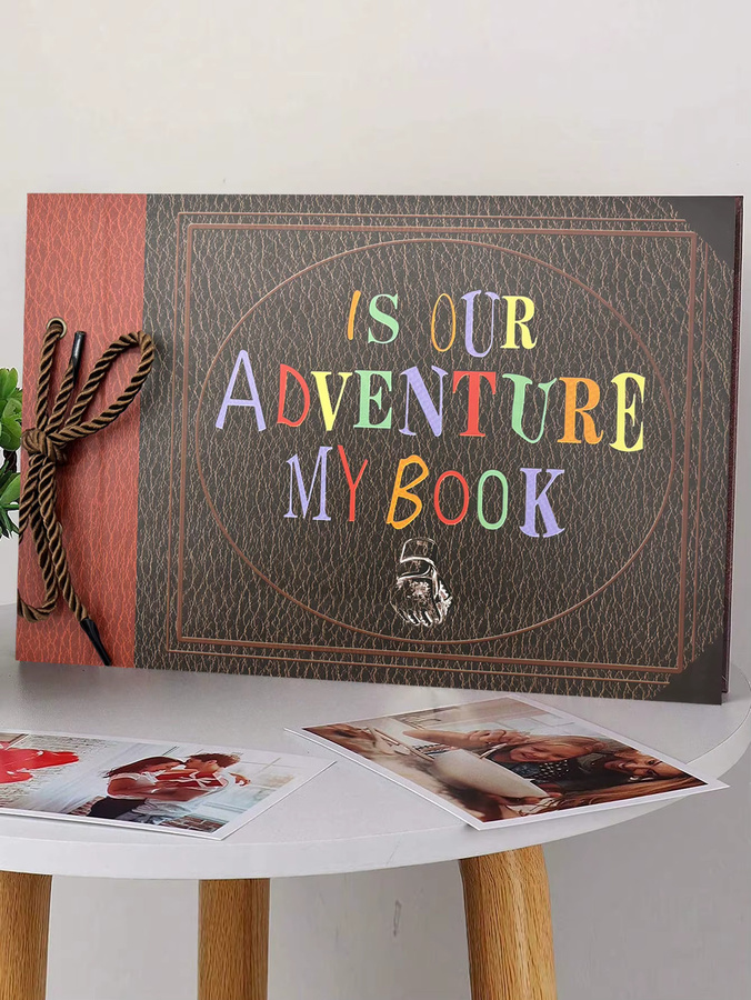 Handgefertigtes Abenteuerbuch Scrapbook-Album aus Kunstleder in Braun mit 80 Seiten, B/H: 29,5 x 19 cm - Bild 5