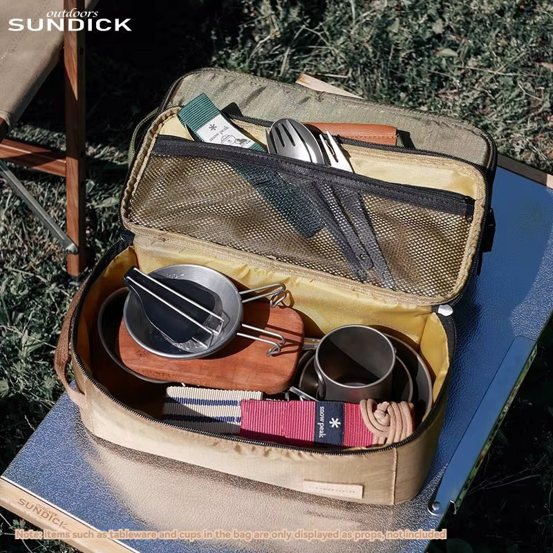 SUNDICK Aufbewahrungstasche für Geschirr und Gasflaschen mit Tragegriffen, Beige - Bild 2
