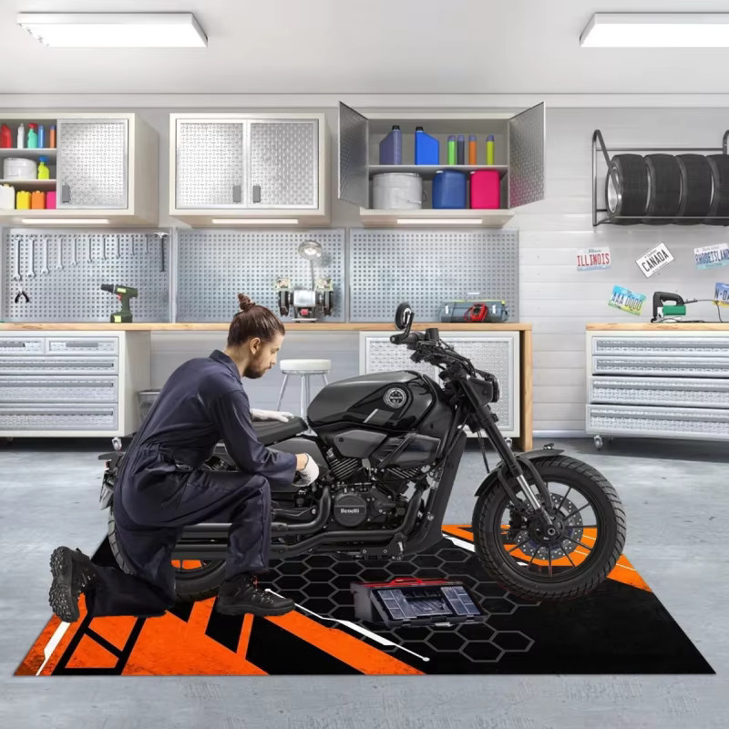 VIKAMA Cool Mecha Motorrad-Display-Teppich, schmutzabweisende rechteckige Matte für Flur und Gang, B: 120 cm, T: 40 cm, H: 1,6 cm - Bild 5