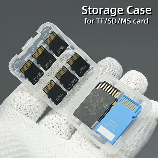 Coogens 8in1 Aufbewahrungsbox aus Kunststoff für SD, MS, TF Speicherkarten und USB-Sticks, transparent - Bild 1