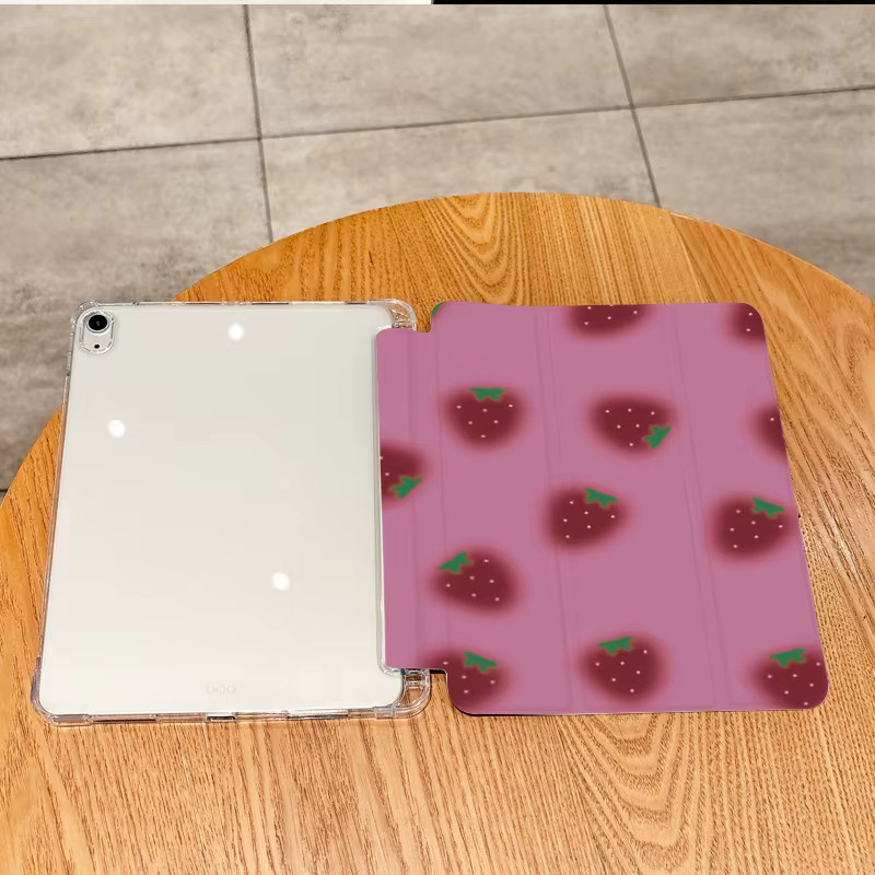 Süße Erdbeeren Tablet-Hülle mit Stifthalter für Apple iPad Pro 10/11 Zoll, iPad Air 3/4/5 Generation in Weiß oder Pink - Bild 3
