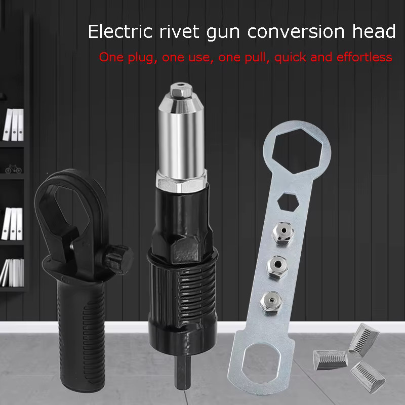 Popolle Nietpistolenkopf Konvertierungsadapter für elektrische Bohrer mit Sechskantschaft und Adaptern für 2,4 mm, 3,2 mm, 4,0 mm und 4,8 mm - Bild 2