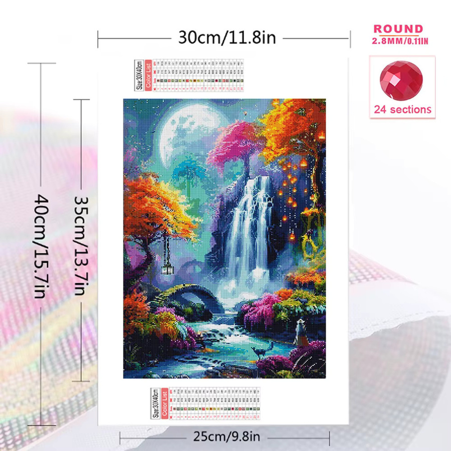 Evershine Diamant-Gemälde Wasserfall Landschaft DIY Acryl Mosaik Bild in Multicolor - Bild 2