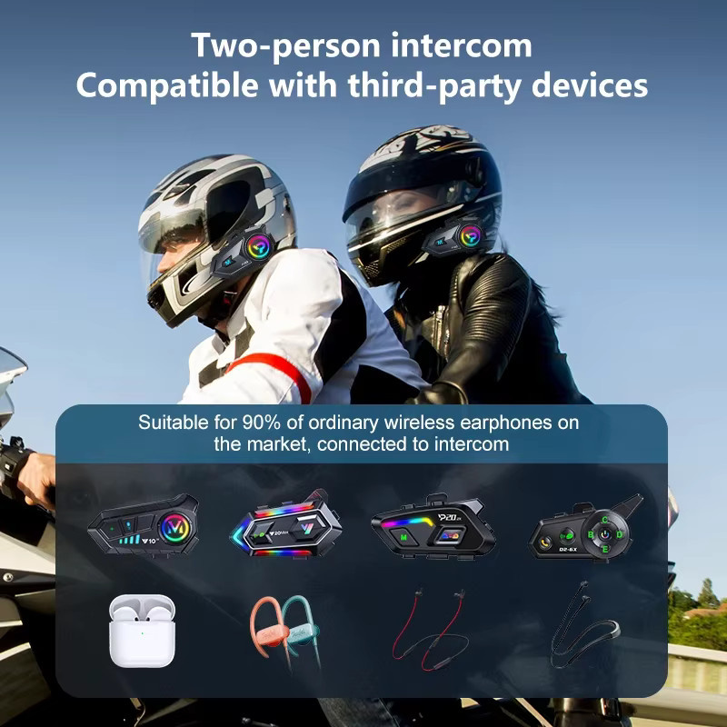 Kebidumei P30 Motorradhelm-Gegensprechanlage mit Bluetooth 6.0, wasserdichtes Bluetooth-Headset in Schwarz mit 300 m Reichweite - Bild 2