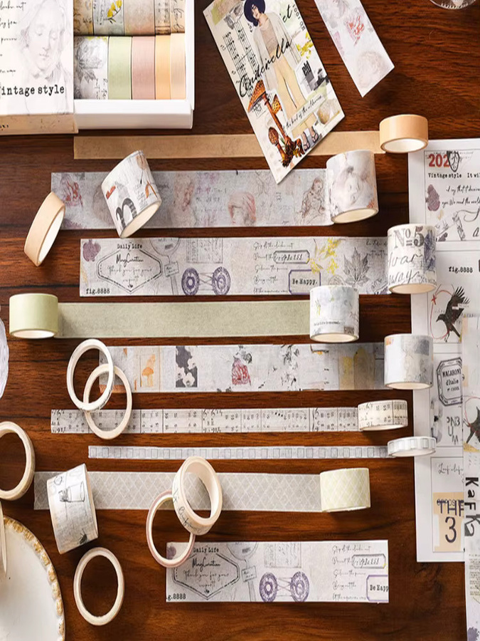 20 Rollen AGUGU Washi Tape im Retro-Stil für DIY-Sammelalben und Bastelarbeiten, Mehrfarbig und Gelb - Bild 2