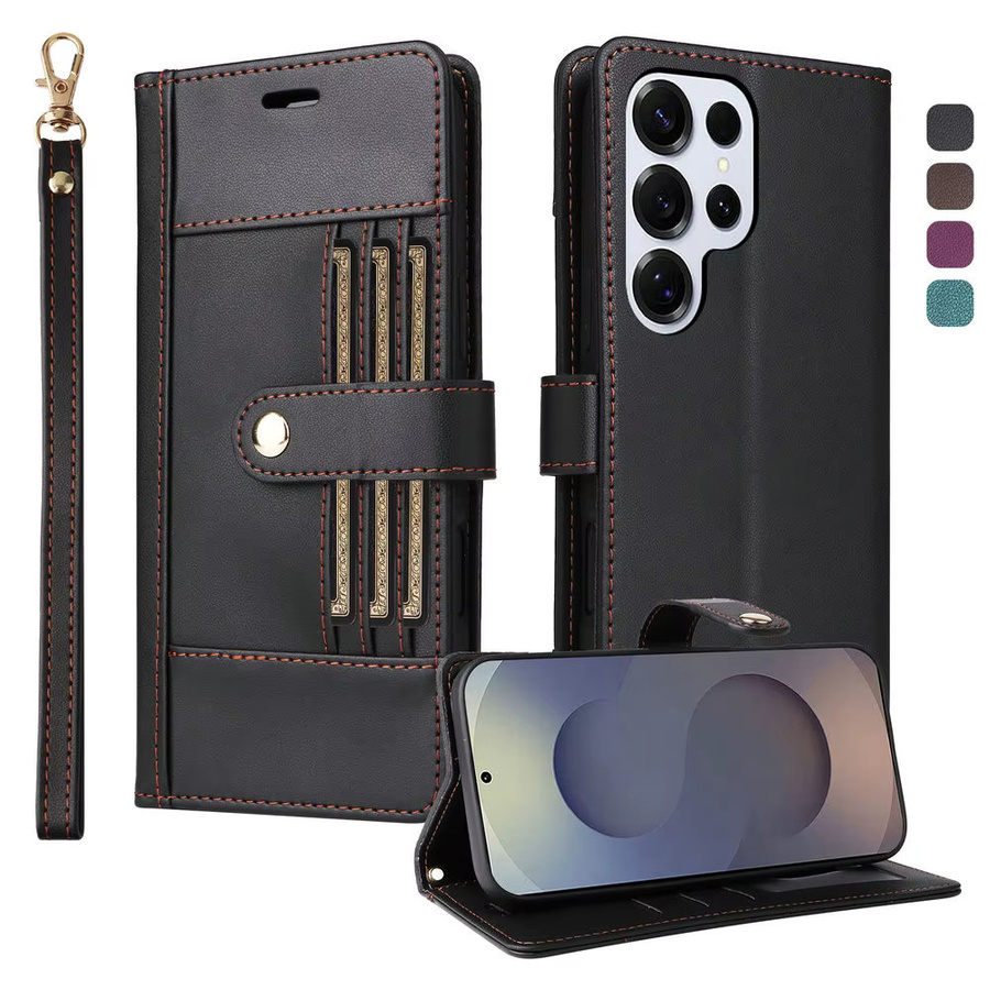 Luxus Leder Flip Etui mit RFID-Schutz für Samsung Galaxy S25 Ultra, S25 Plus, S25 FE 5G und S25 Edge in Schwarz oder Braun - Bild 2