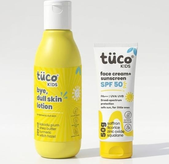Tuco Kids Bright Skin Kit, Gesichtscreme und Bodylotion, Safran, 250 ml - Bild 1