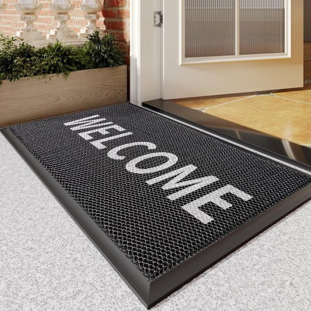 Rutschfeste Villa-Eingangstürmatte in Schwarz, Schmutzabweisende Fußmatte aus Polyester und PVC, B/B: 60 x 90 cm - Bild 1