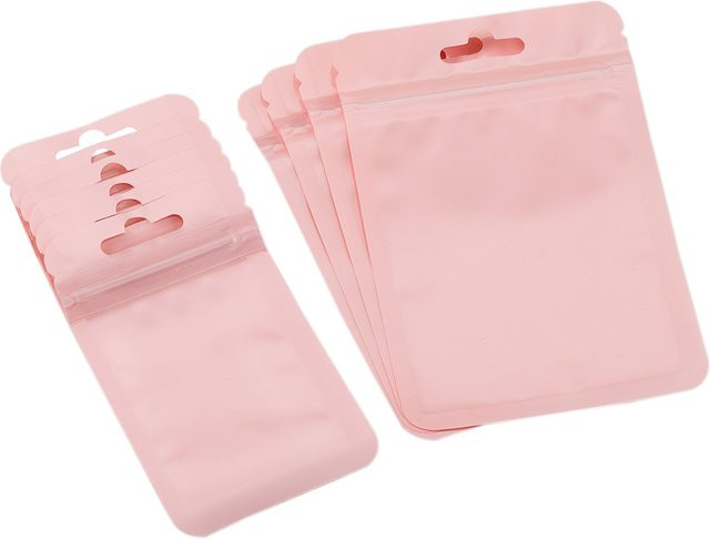 50 Stück MOONMADE Kunststoff-Reißverschlussbeutel in Rosa, einseitig transparente Verpackungsbeutel für die Aufbewahrung von DIY-Schmuck - Bild 1