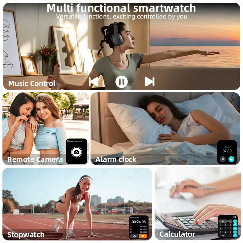 LIGE Smartwatch für Damen und Herren mit 2,04 Zoll HD-Display, Bluetooth-Anruffunktion, Herzfrequenz- und Blutsauerstoffmessung, Weiß mit Milanaise-Armband - Bild 6