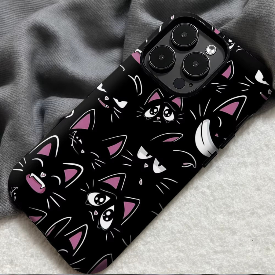 Potdemiel Handyhülle Midnight Cat Grin für iPhone 17 16 15 14 13 Pro Max Plus, Schwarz, Doppelschichtige Rückseite - Bild 5