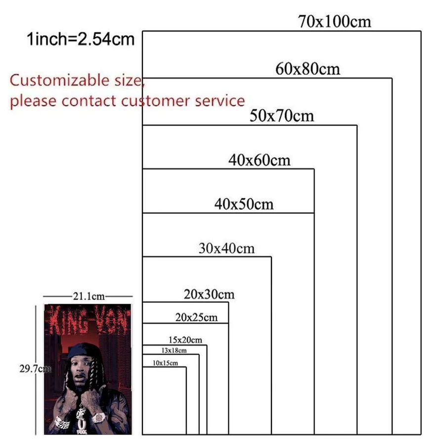 K-King Rapper Poster HD Art Sticky Wall Wanddeko in Black1, Rechteckig, 20 x 15 x 1,5 cm - Bild 4