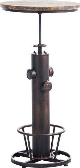 TPFLiving Stehtisch Ruhne in Bronze und Braun mit runder Kiefernholzplatte im Industrial Design - Bild 1