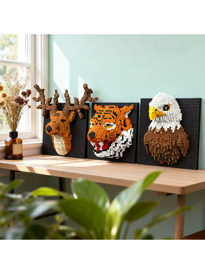 KNEW BUILT 3D-Tier-Wandbild, Mikrobausteine, DIY kreatives Puzzle, Tiere - Bild 3