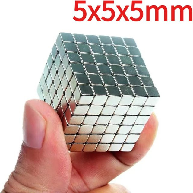 U-POLEMAG Quadratische Blockmagnete in Silber, Mini-Würfelmagnete für Kühlschrank, Whiteboard und DIY-Projekte, B/T/H: 5 x 5 x 5 mm - Bild 1