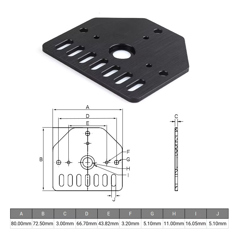 Openbuilds Endmontageplatte für Nema17 und Nema23 Schrittmotoren mit V-Nut, Farbe: Schwarz, Dicke: 3 mm - Bild 2