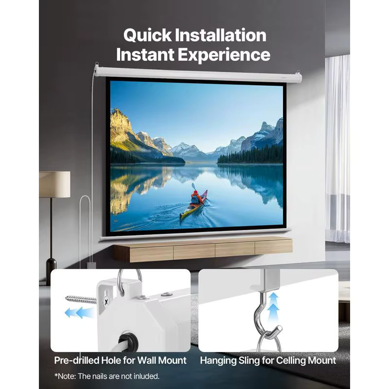Motorisierte elektrische Projektionsleinwand in Weiß, 4:3 Format, Full HD 1080p, wandmontierbar mit Fernbedienung für dein Heimkino - Bild 4