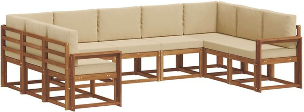Modernes Outdoor-Sofagarnitur Loungemöbel Set aus Akazie Holz mit 9-teiligen Kissen in Natur und Beige von vidaXL - Bild 1