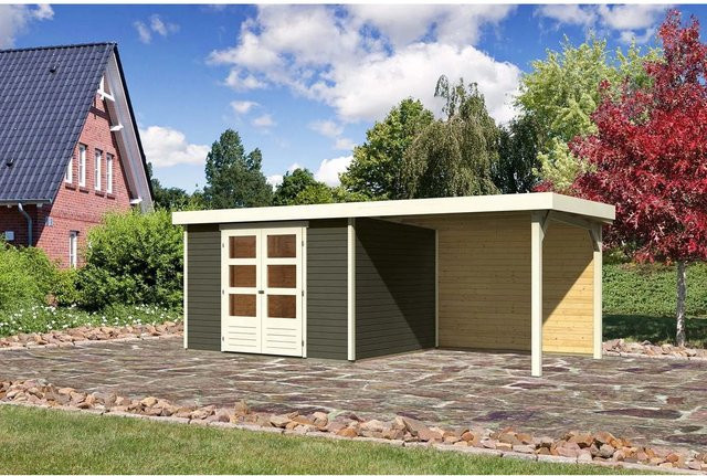 Karibu Holz-Gartenhaus Boras in Terragrau mit Flachdach und modernem Design, B/T/H: 298 x 242 x 211 cm - Bild 1
