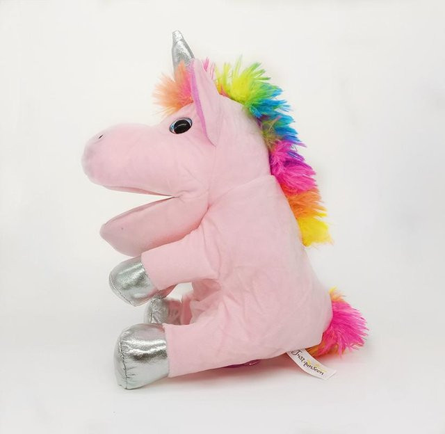 Yiran toy Einhorn Handpuppe Plüschtier, Rosa Weiß, ab 14 Jahren - Bild 1